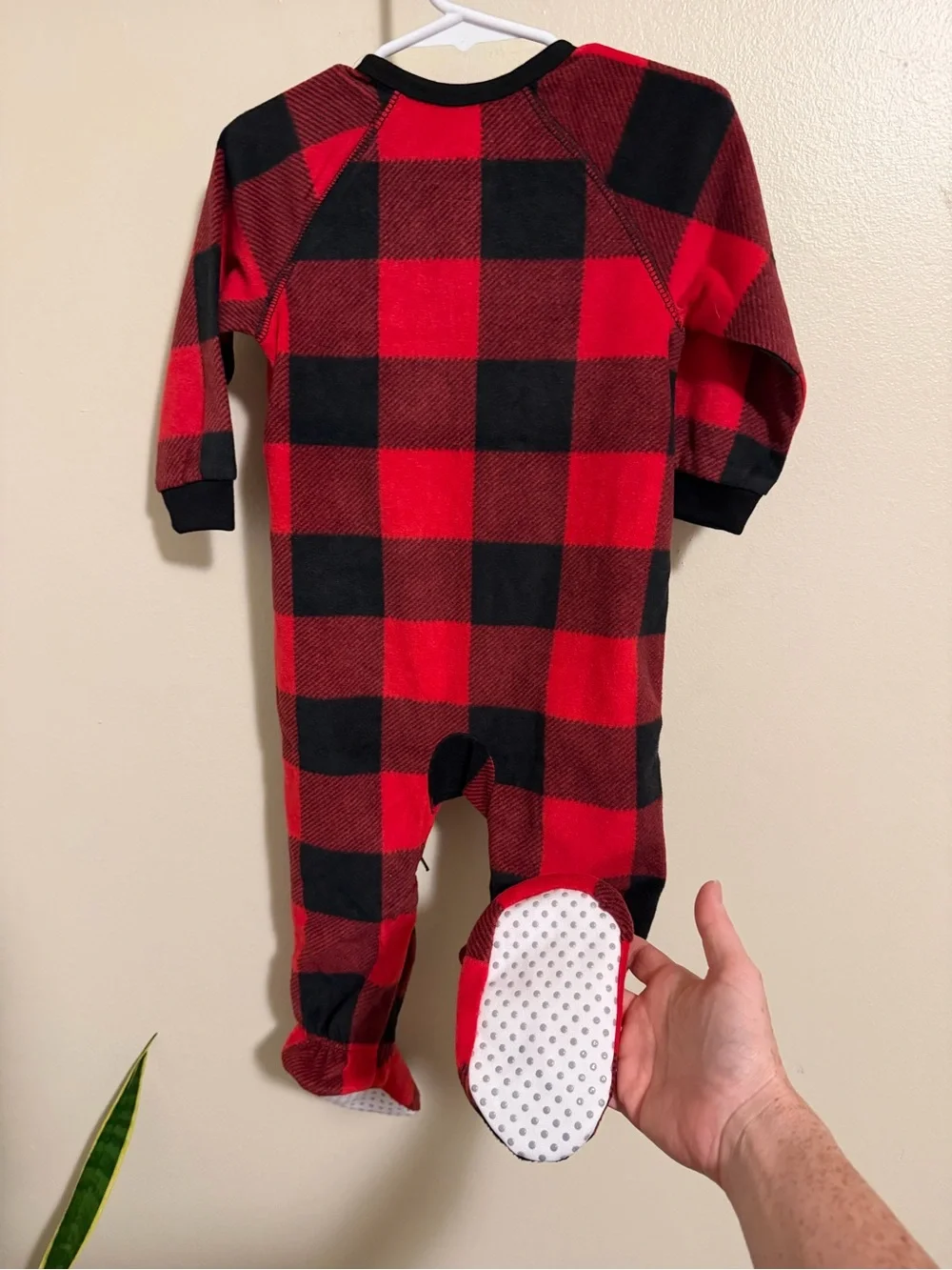 Toddler Red & Black Buffalo Plaid Footed One-Piece Pajamas